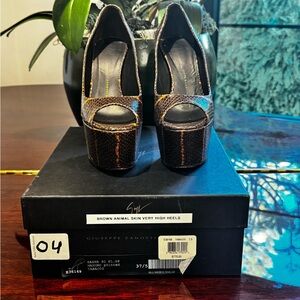 Giuseppe Zanotti Brown Textured High Heels